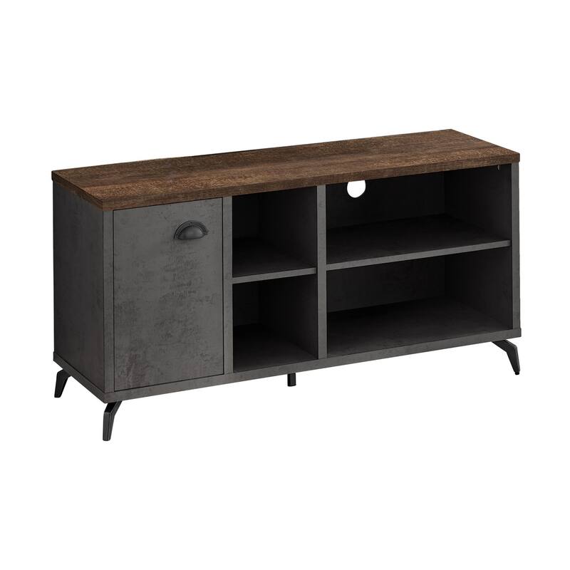Modern 48" TV Stand, Industrial Media Console with Storage, Adjustable Shelves, and Cable Management - Grey