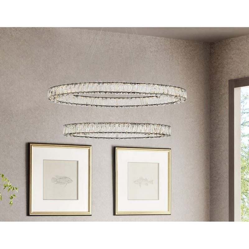 Indigo Home 40 inch LED oval double ring pendant in black