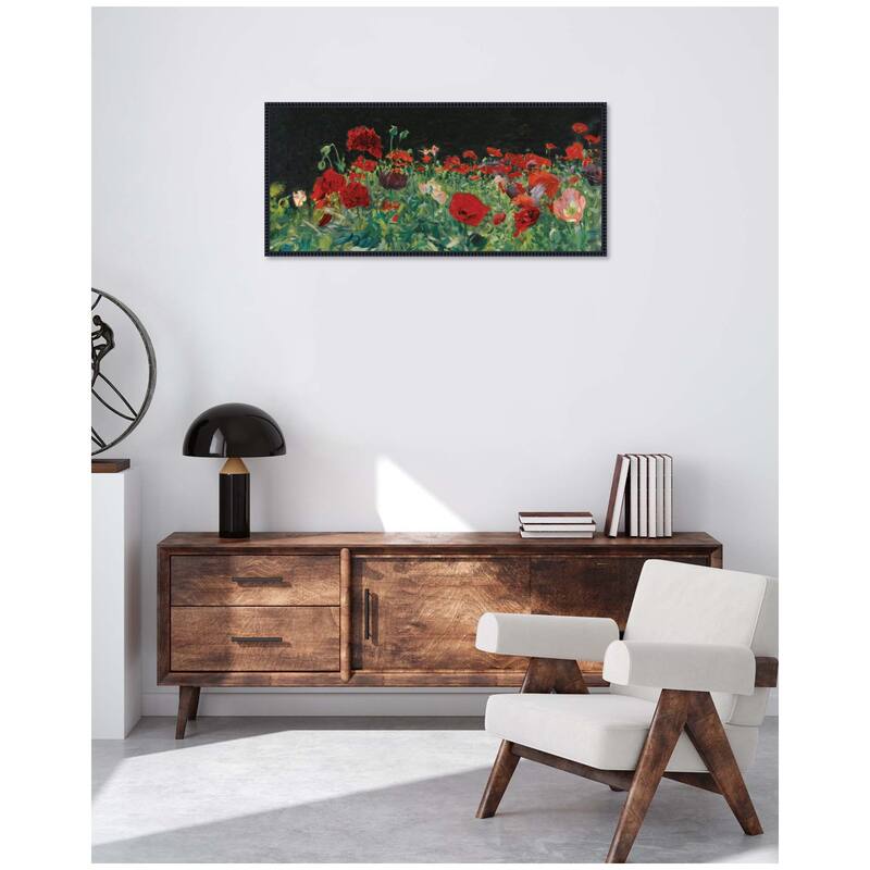 Kate and Laurel Poppies 1886 John Singer Sargent PANEL by Nostalgia Prints Framed Canvas Wall Art Print