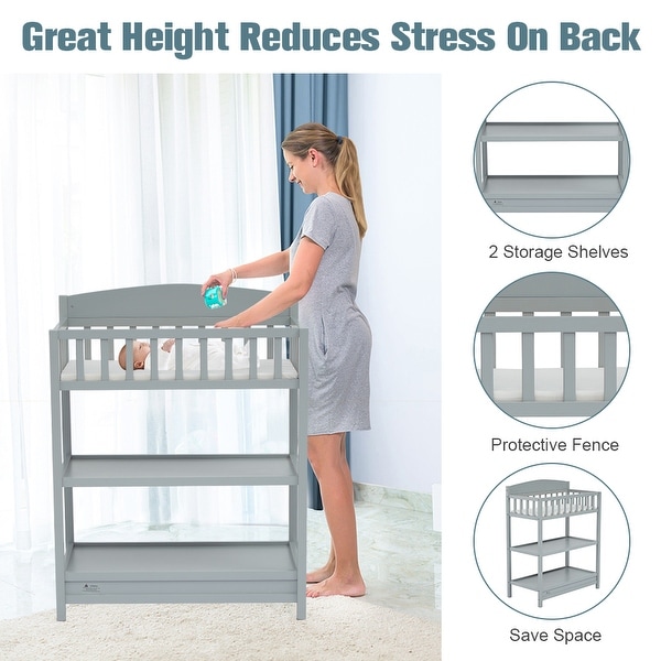 Kinbor Baby Safety Rails Changing Table with Changing Pad