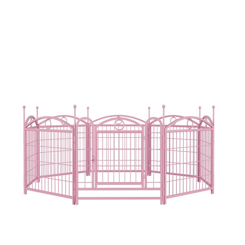 Dog Playpen 24 inch 8 Panels Metal Dog Pen Pet Dog Fence with Doors, Heavy Duty Dog Fence Puppy Pen Foldable Pet Exercise Pen