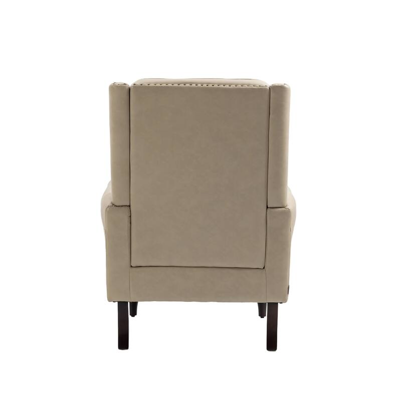 Camel 29.33" High Back Upholstered Arm Chair with Nailheads