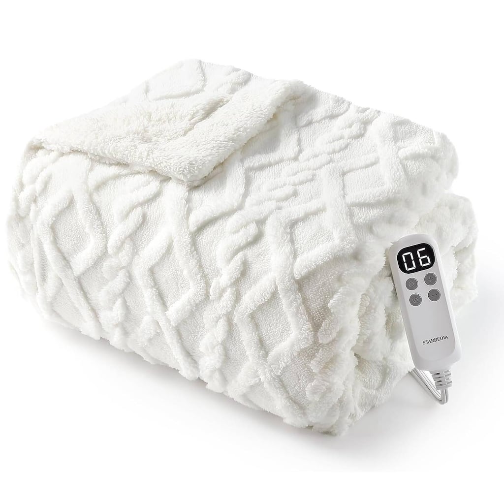 Dual Control Tufted Sherpa Electric Heated Blanket, Beige