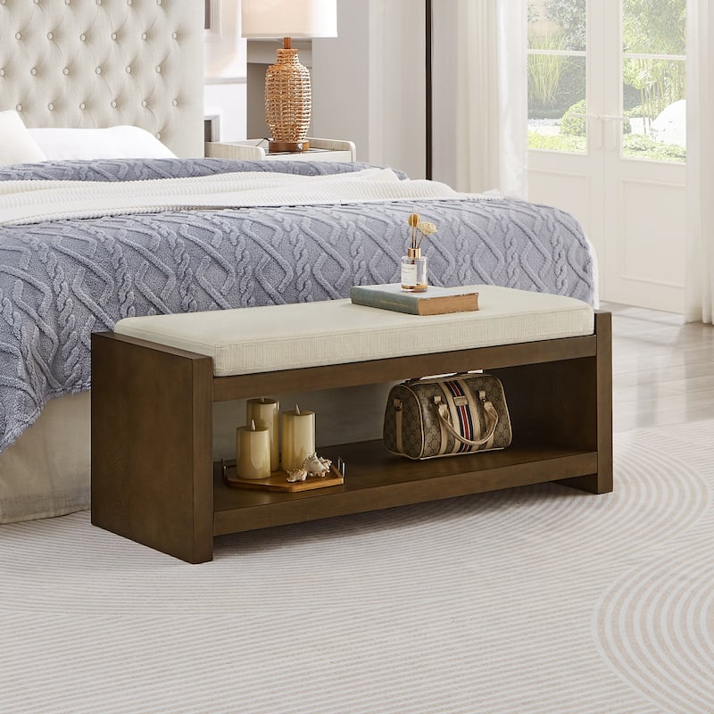 47" Accent Bench with Lower Shelf Shoe Rack