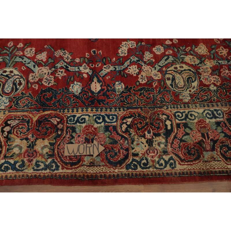 Hand Knotted Oriental 100% Wool Carpet Traditional Floral Red Mahal Area Rug - 11' 9'' X 8' 8''