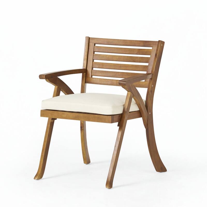 Outdoor 5 Piece Wood Dining Set With Cushions