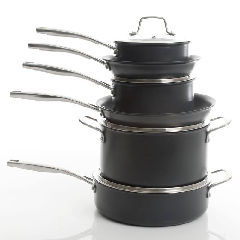 Nonstick Aluminum Cookware 10 Piece Set in Midnight