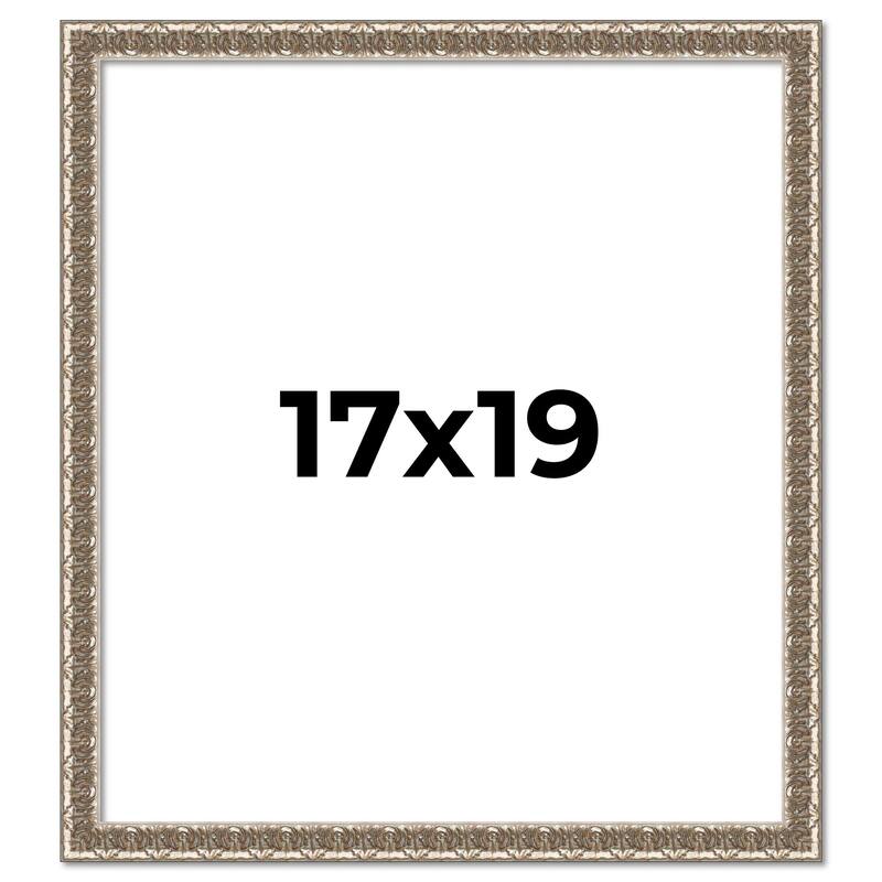 17x19 Frame Silver Versailles Ornate Solid Wood Picture Frame | 1 Inch