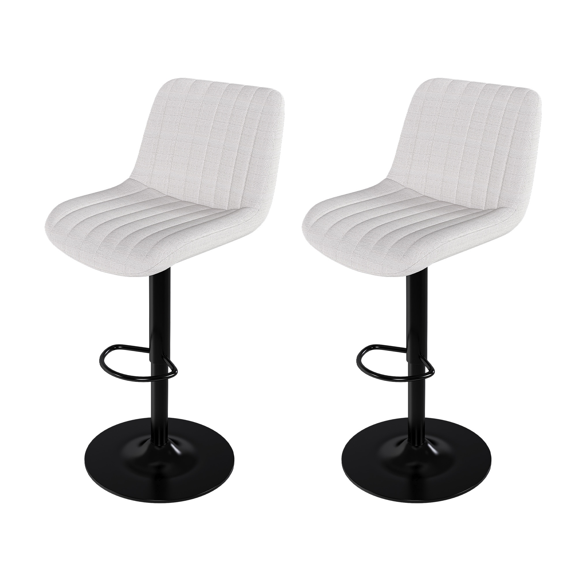 360 Degree Swivel Bar Stools Set of 2, Modern Metal Lifting Barstools with Padded Seat and Footrest
