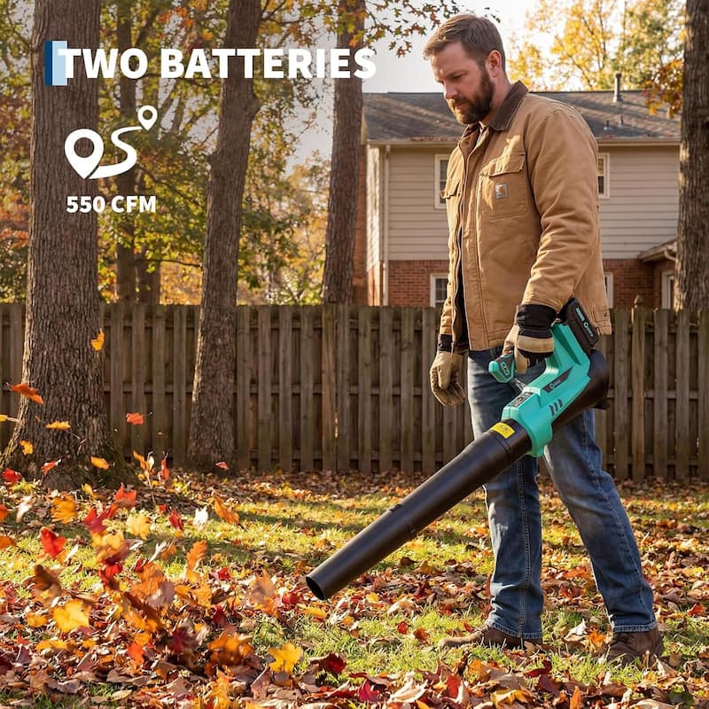 550CFM/ 130MPH Cordless Leaf Blower, 6 Variable Speed for Lawn Care, Yard, Garden, Driveway