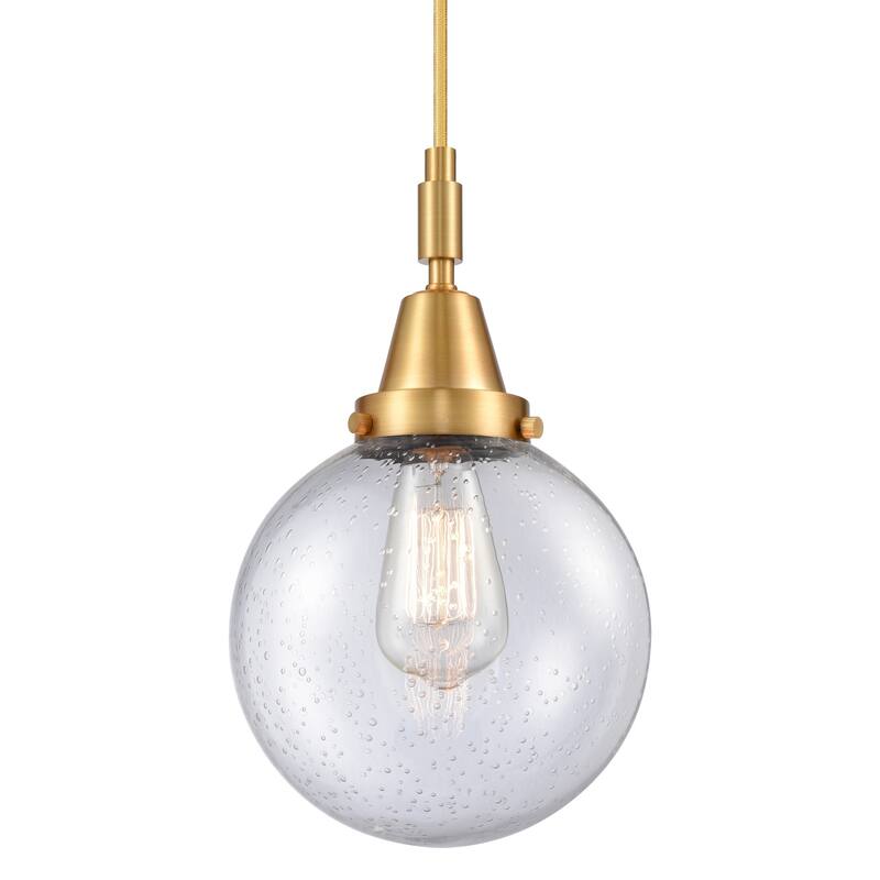 Innovations Lighting 447-1P-G204-8 Beacon 8" Wide Mini Pendant with - Satin Gold