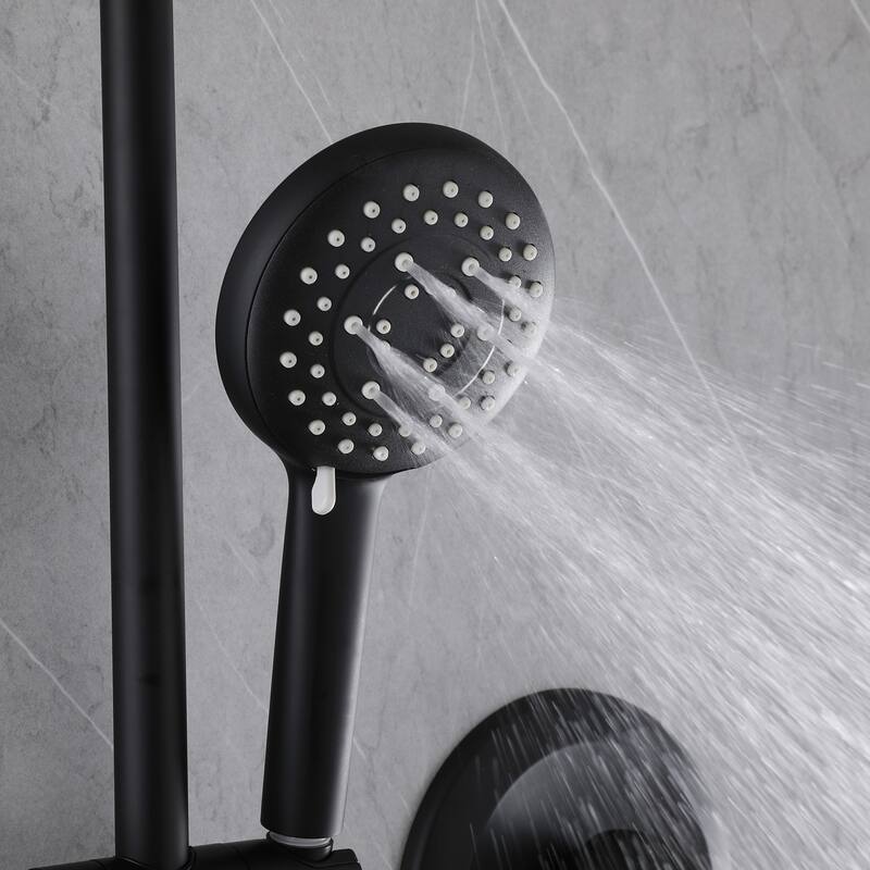 Modland 5-Spray Shower System - 10" Rainfall, Pressure Balance Valve, Matte Black/Gold/Nickel