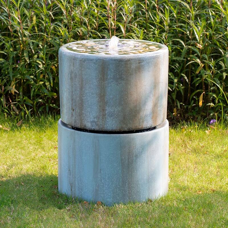 Contemporary Cement Water Fountain, Outdoor Bird Feeder / Bath Fountain