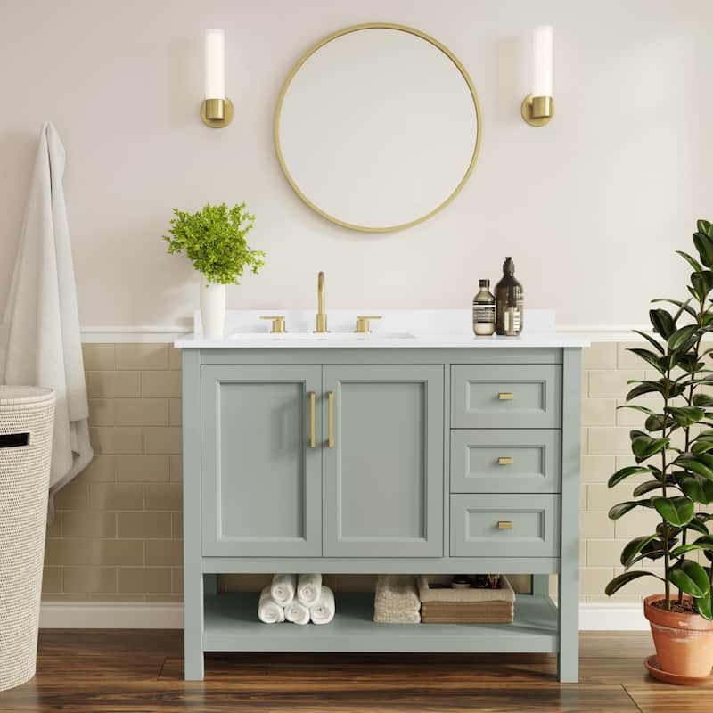 Bathroom Vanity with Sink, Open Storage, and Storage Drawers