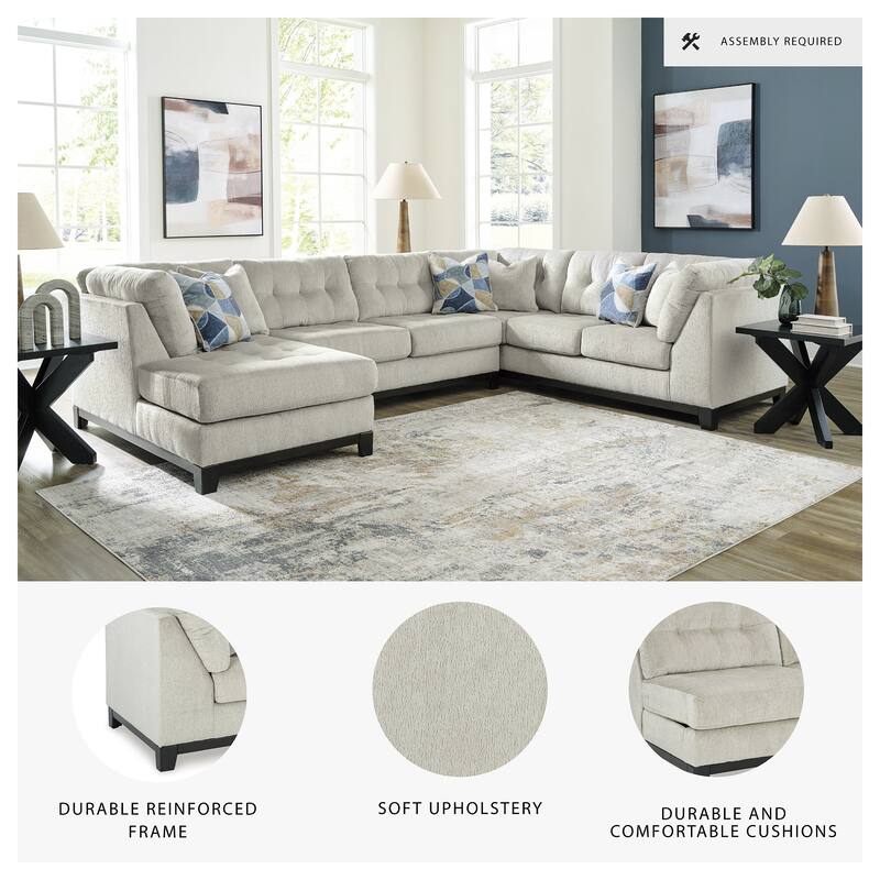 Signature Design by Ashley Maxon Place Light Gray 3-Piece Sectional with Chaise - 140" W x 100" D x 37" H