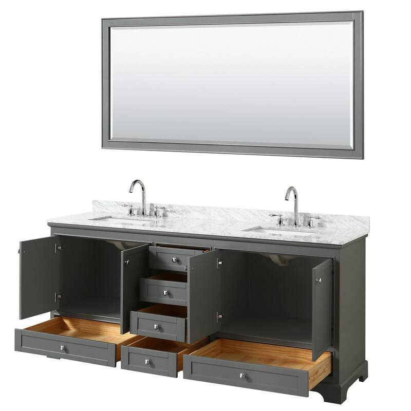 Wyndham Collection Deborah 80" Free Standing Double Vanity Set with