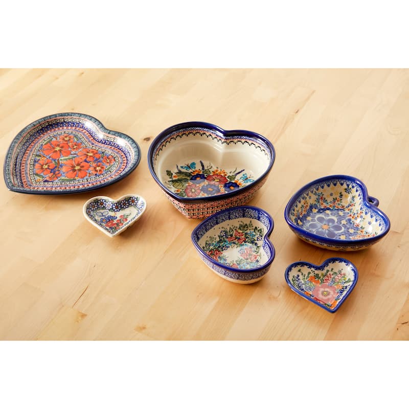 Blue Rose Polish Pottery 1254 Zaklady Heart Plate