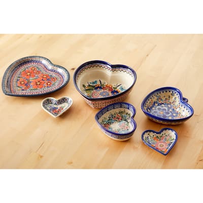 Blue Rose Polish Pottery 1254 Zaklady Heart Plate