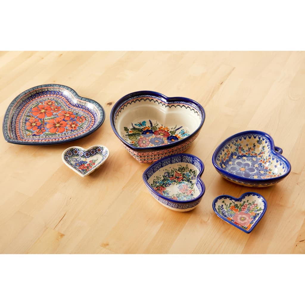 Blue Rose Polish Pottery 1254 Zaklady Heart Plate