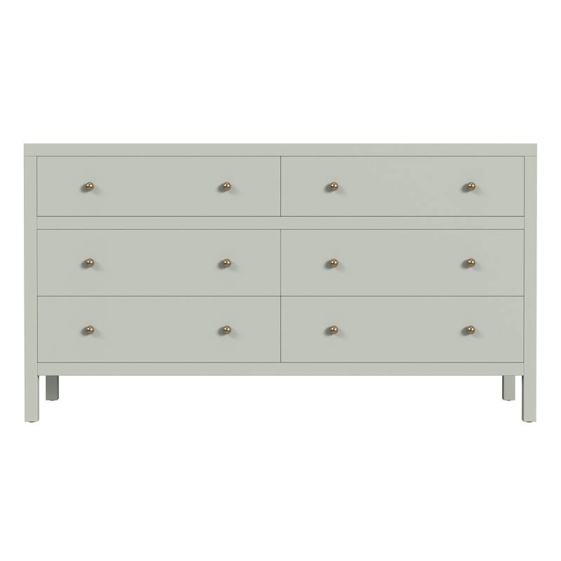 Nora 6-Drawer Wood Wide Dresser