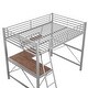 preview thumbnail 5 of 9, Full Size Loft Bed with Desk and Shelf, Sturdy Metal Frame, Silver