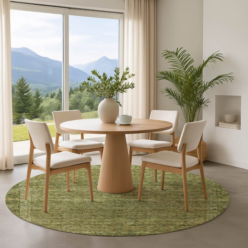 Premium Washable Super Soft Vintage Traditional Mayfield Rug - Aloe - 8' x 8'