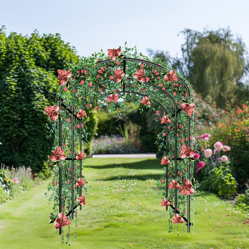 Vegetable Fruit Flower Trellis for Raised Bed Frame Garden Arch Metal Plant Support for Climbing Plants Cucumber Outdoor