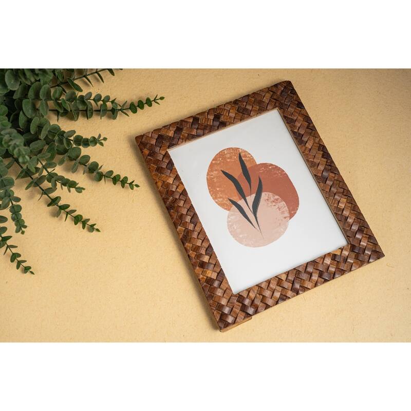 Criss Cross Wooden Rectangular Picture Frame - for 8" x 10" Photo - Brown