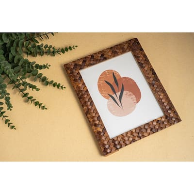 Criss Cross Wooden Rectangular Picture Frame - for 8" x 10" Photo - Brown
