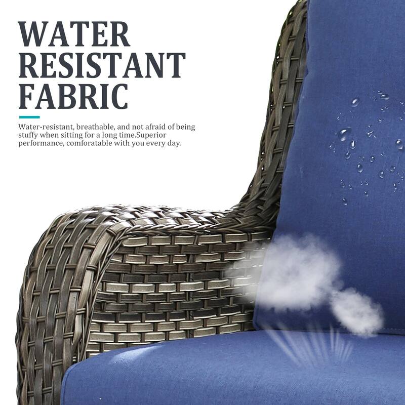 Gymojoy 5-Piece Outdoor Wicker Patio Furniture Chair Set, Rattan Coversation Set with Water Resistant Thick Cushions