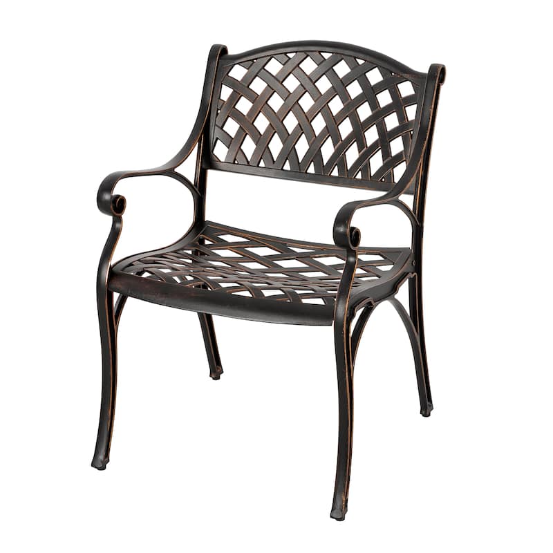 Outdoor 3-Piece Bistro Set with Umbrella Hole, Black with Gold-Painted Edge