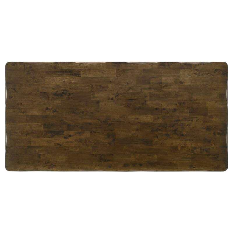 Siny 7pc Dining Table Set, Nutmeg Brown Finish, 6 Padded Side Chairs