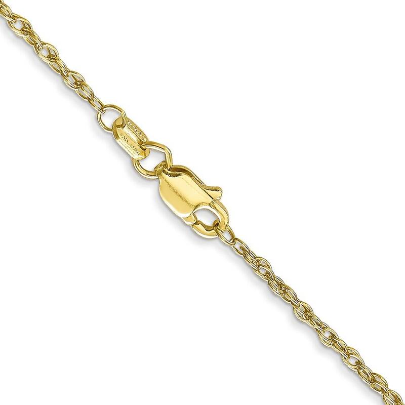 Curata 10k Yellow Gold 1.3mm Heavy Baby Rope Chain Necklace (Lobster) Options: 16 18 20 24
