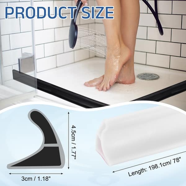 dimension image slide 7 of 11, Collapsible Shower Water Barrier, TPE Splash Guard