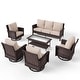 preview thumbnail 50 of 99, MAISON ARTS Extra-Large Patio Wicker Sofa Conversation Set with Coffee Table, Oversize Seat with 5.5'' Thick Padded Cushion