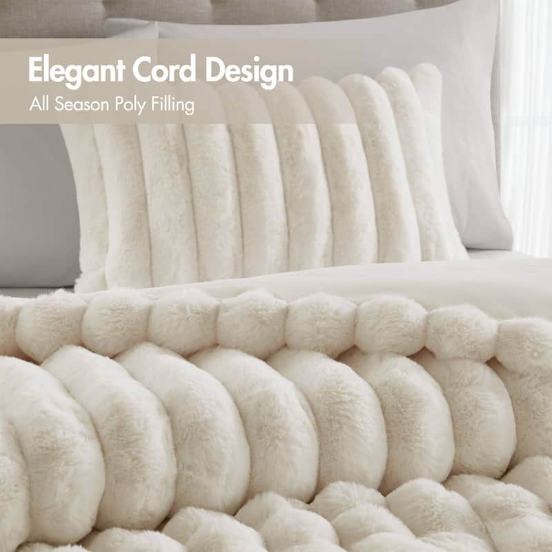 Madison Park Jasmine Ultrasoft Faux Fur Ribbed Comforter Set