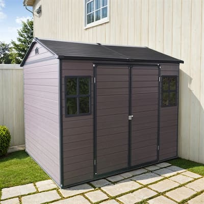 8 x 6 ft Resin Outdoor Storage Shed Waterproof Shed w/Floor,Tool Shed