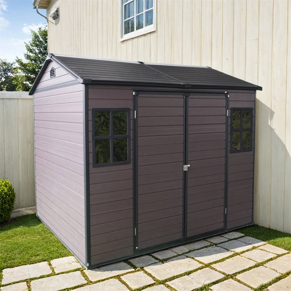 8 x 6 ft Resin Outdoor Storage Shed Waterproof Shed w/Floor,Tool Shed
