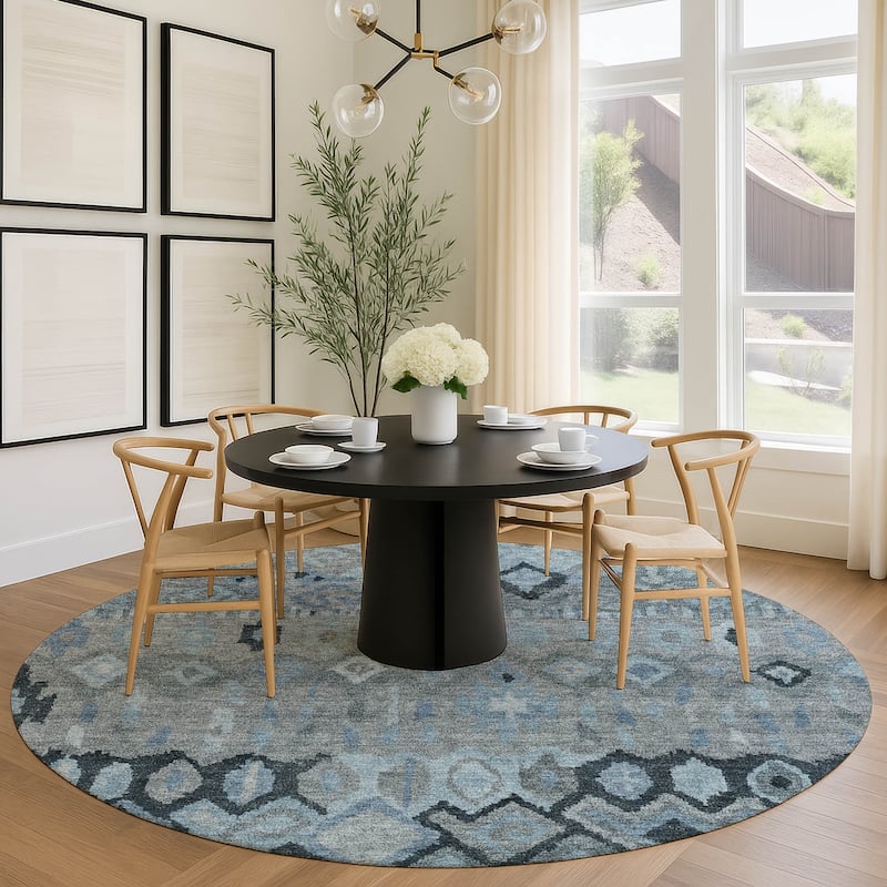 Machine Washable Indoor/ Outdoor Boho Moroccan Chantille Rug