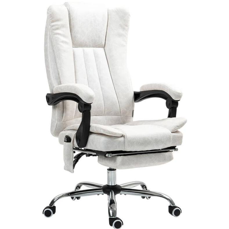 Massage Office Chair, Reclining Computer Chair with Adjustable Height and Footrest, White