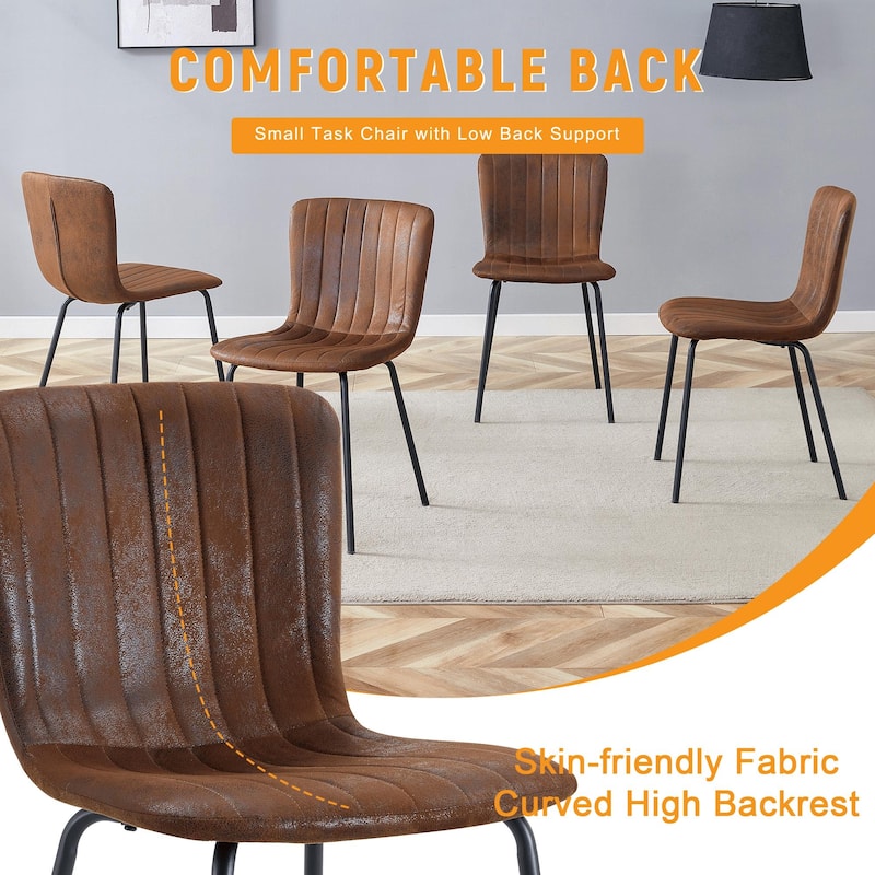 Roomfitters Minimalist Dining Chairs with Black Metal Legs, Upholstered Modern Seat Set of 4 for Interior Décor