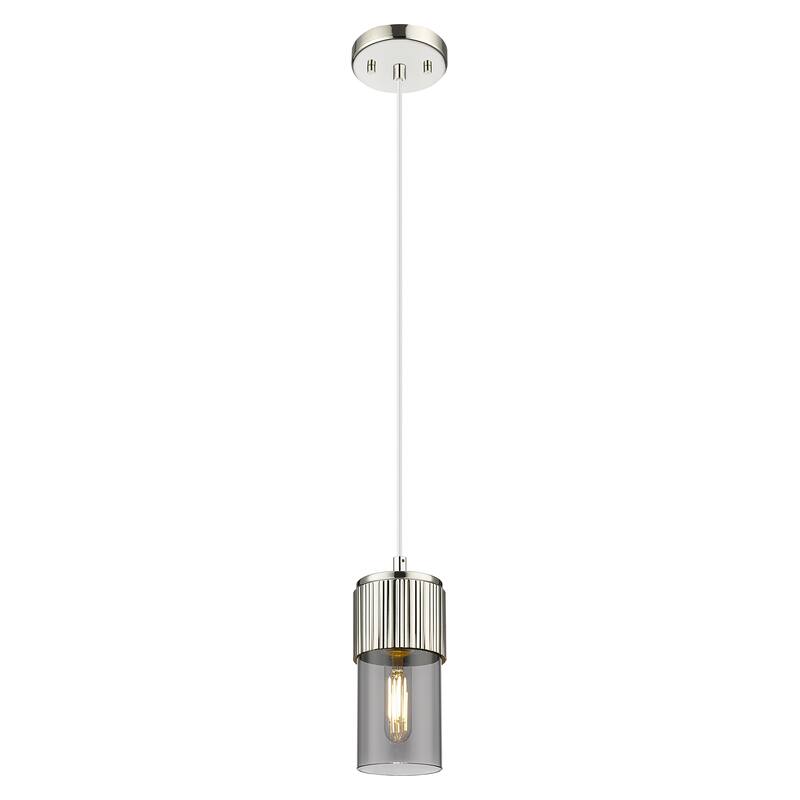Innovations Lighting Downtown Urban - Bolivar - 1 Light 5 inch" Cord Hung Pendant with 7" Shade - Polished Nickel/Light Smoke Shade
