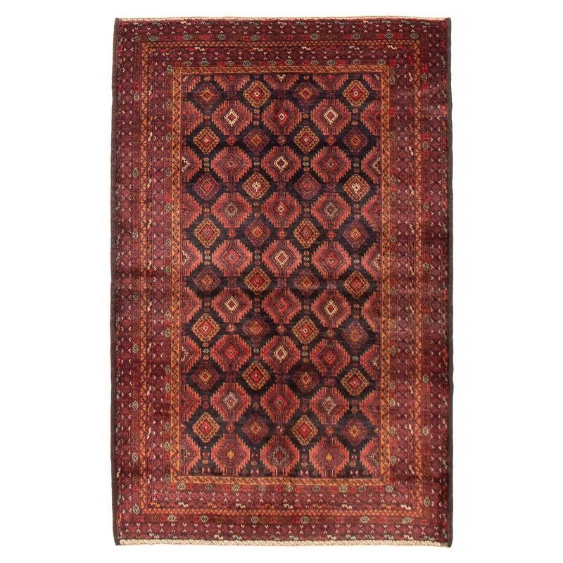 Teimani Black, Burgundy Rug 3'10" x 6'3" - 3'10 x 6'3 - Black/ Burgundy - 3'10 x 6'3
