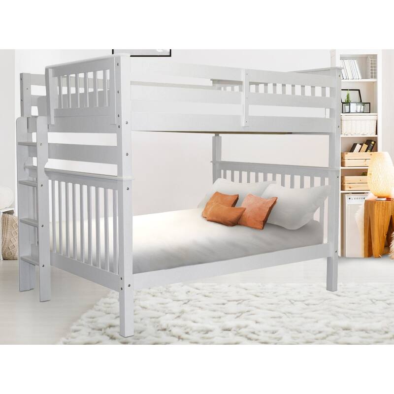 Taylor & Olive Trillium Full over Full Bunk Bed with End Ladder - White