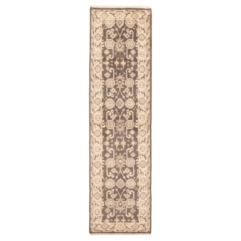 ECARPETGALLERY Hand-knotted Royal Oushak Dark Grey Wool Rug - 2'7 x 9'4 - Dark Grey - 2'7 x 9'4