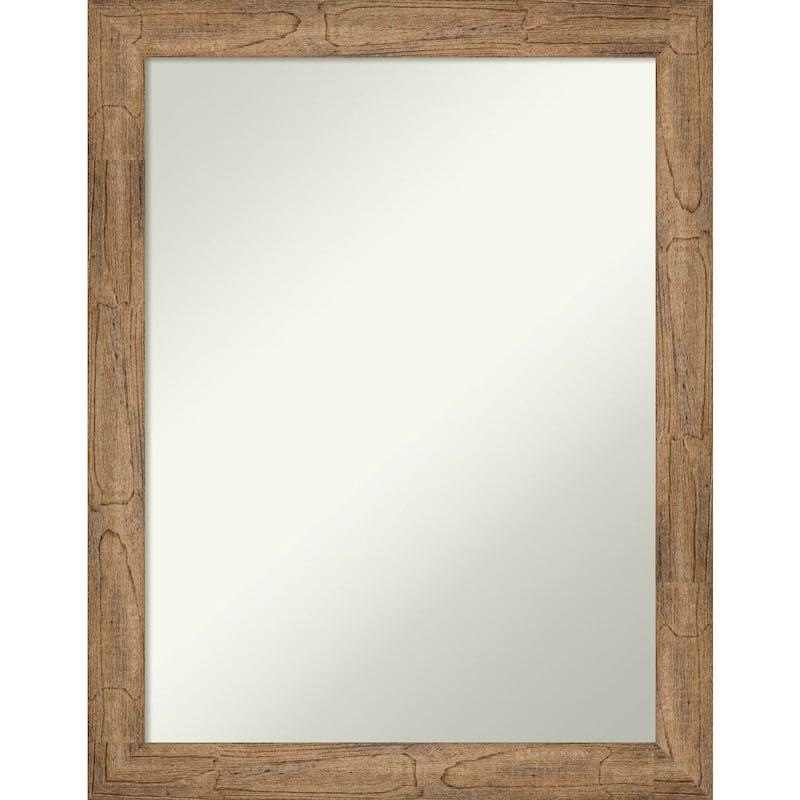 Non-Beveled Wood Bathroom Wall Mirror - Owl Brown Narrow Frame