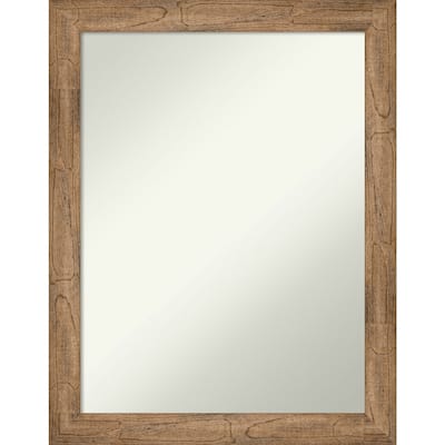 Non-Beveled Wood Bathroom Wall Mirror - Owl Brown Narrow Frame