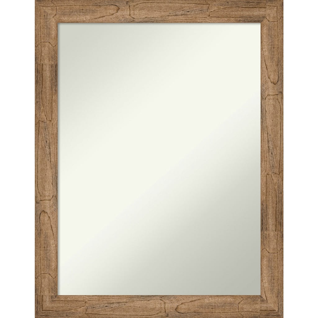Non-Beveled Wood Bathroom Wall Mirror - Owl Brown Narrow Frame