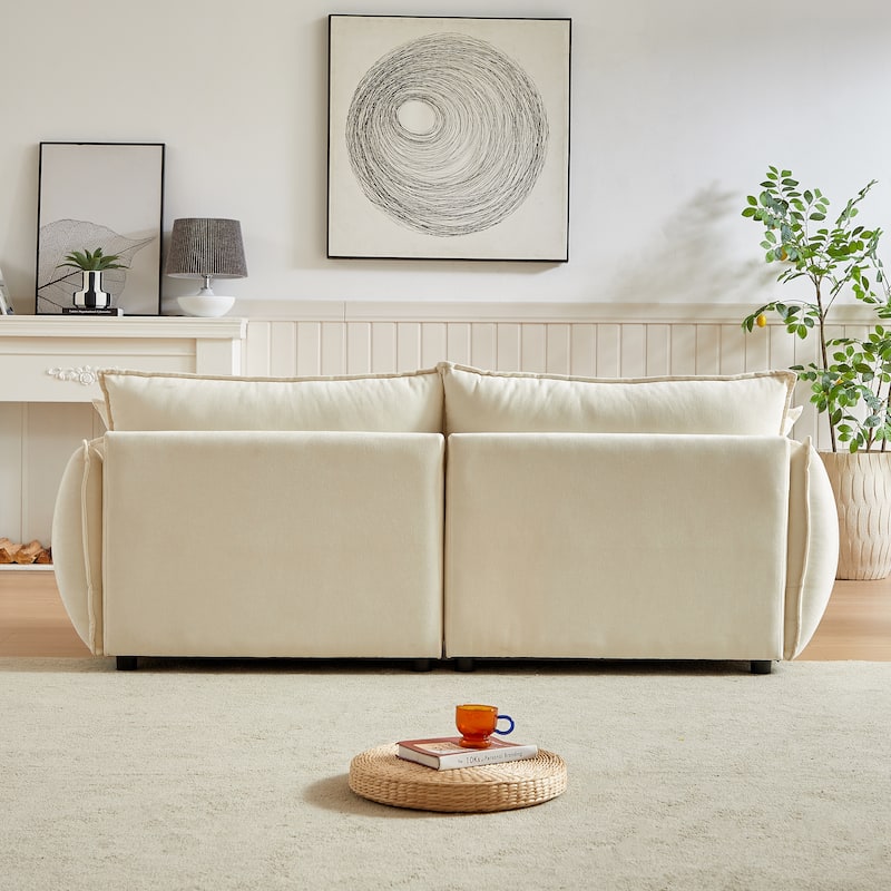 Linen Fabric 3-Seater Sofa with Wooden Frame and Comfortable Cushions
