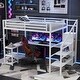 preview thumbnail 12 of 32, Metal Loft Bed Frame with Staircase Built-in Wardrobe, Light Strip, Underbed L Shaped Desk, Shelves and Charging Station White - Queen